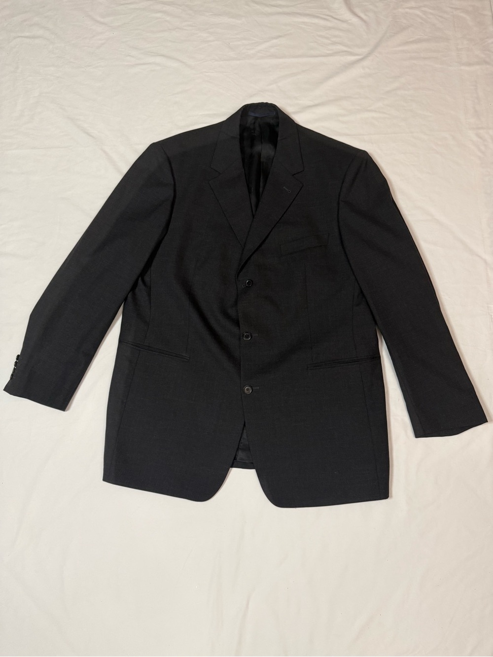 VINTAGE 1998 Burberry London Men’s Suit 46R Wool Charcoal Gray 2pc + Bag